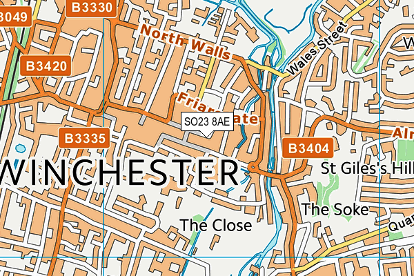 SO23 8AE map - OS VectorMap District (Ordnance Survey) SO23 8AE map - OS VectorMap District (Ordnance Survey)