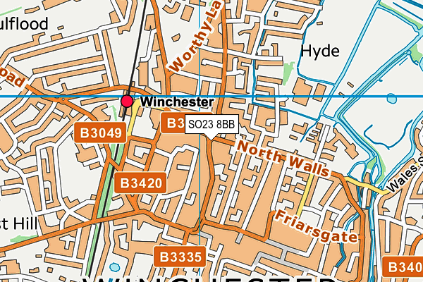 SO23 8BB map - OS VectorMap District (Ordnance Survey) SO23 8BB map - OS VectorMap District (Ordnance Survey)