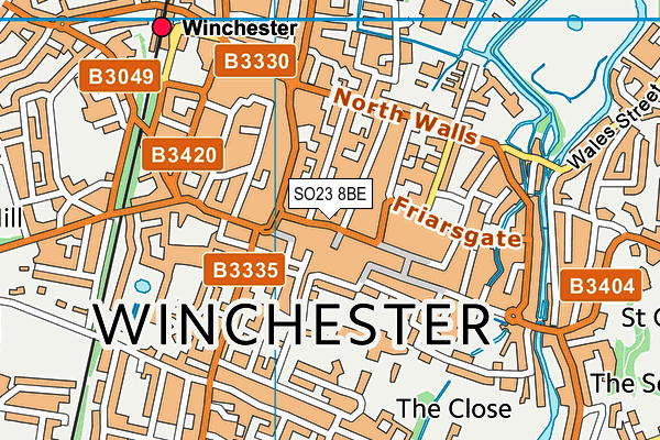 SO23 8BE map - OS VectorMap District (Ordnance Survey) SO23 8BE map - OS VectorMap District (Ordnance Survey)