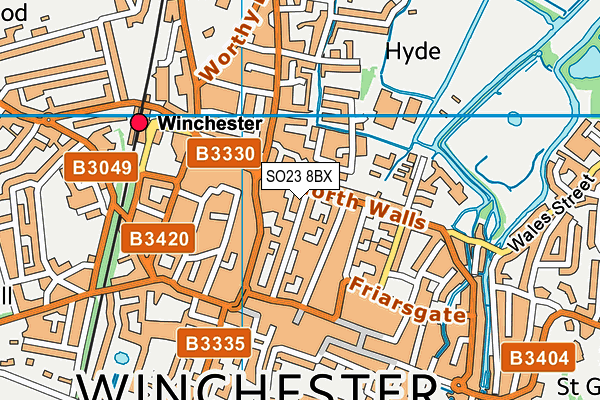 SO23 8BX map - OS VectorMap District (Ordnance Survey) SO23 8BX map - OS VectorMap District (Ordnance Survey)