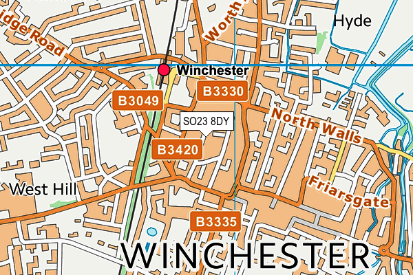 SO23 8DY map - OS VectorMap District (Ordnance Survey) SO23 8DY map - OS VectorMap District (Ordnance Survey)