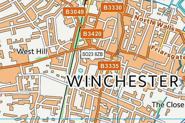 SO23 8ZB map - OS VectorMap District (Ordnance Survey) SO23 8ZB map - OS VectorMap District (Ordnance Survey)