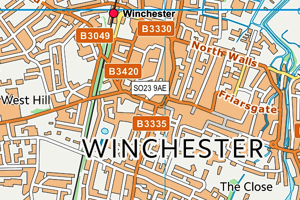 SO23 9AE map - OS VectorMap District (Ordnance Survey) SO23 9AE map - OS VectorMap District (Ordnance Survey)