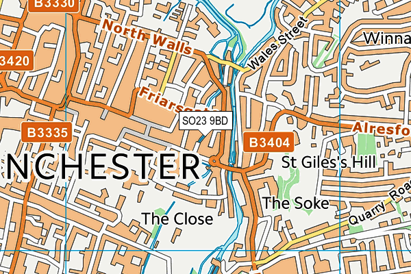 SO23 9BD map - OS VectorMap District (Ordnance Survey) SO23 9BD map - OS VectorMap District (Ordnance Survey)