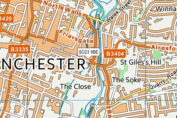 SO23 9BE map - OS VectorMap District (Ordnance Survey) SO23 9BE map - OS VectorMap District (Ordnance Survey)