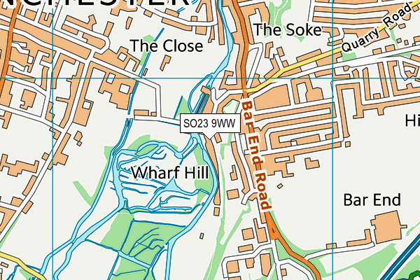 SO23 9WW map - OS VectorMap District (Ordnance Survey) SO23 9WW map - OS VectorMap District (Ordnance Survey)