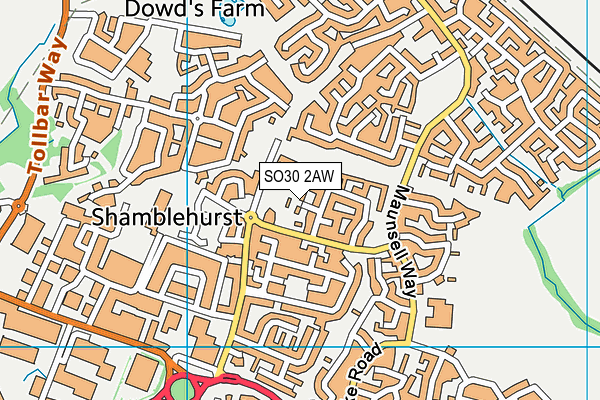 SO30 2AW map - OS VectorMap District (Ordnance Survey) SO30 2AW map - OS VectorMap District (Ordnance Survey)
