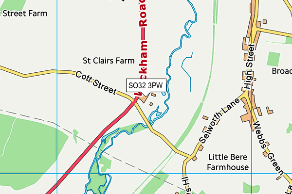 SO32 3PW map - OS VectorMap District (Ordnance Survey) SO32 3PW map - OS VectorMap District (Ordnance Survey)