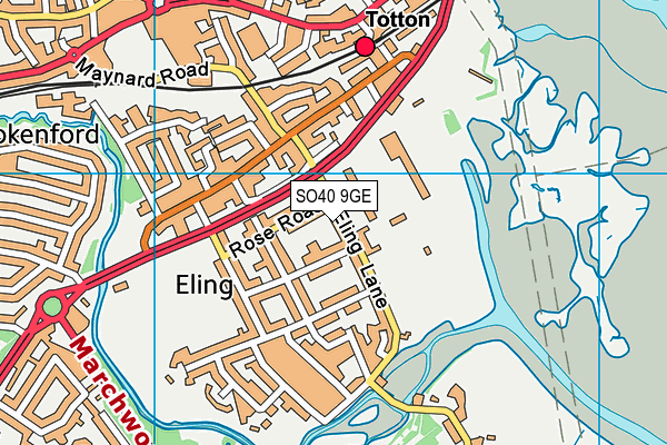 SO40 9GE map - OS VectorMap District (Ordnance Survey) SO40 9GE map - OS VectorMap District (Ordnance Survey)