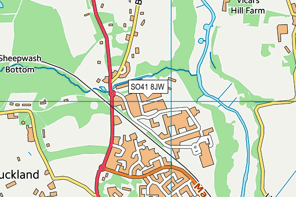 SO41 8JW map - OS VectorMap District (Ordnance Survey) SO41 8JW map - OS VectorMap District (Ordnance Survey)