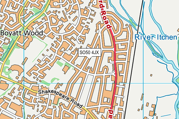 SO50 4JX map - OS VectorMap District (Ordnance Survey) SO50 4JX map - OS VectorMap District (Ordnance Survey)