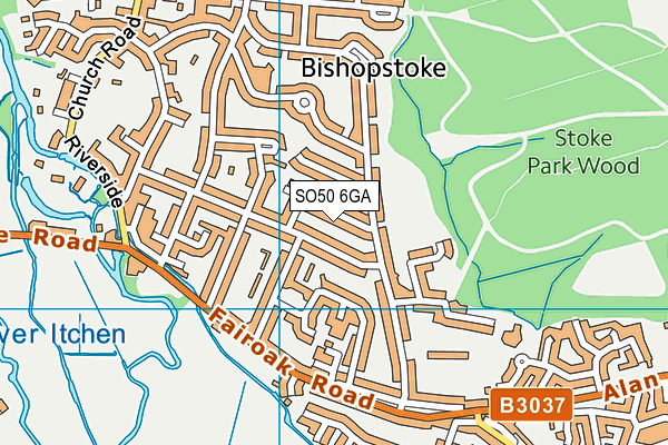 SO50 6GA map - OS VectorMap District (Ordnance Survey)