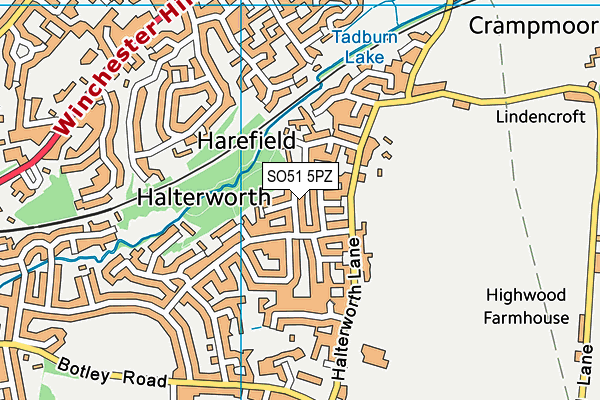SO51 5PZ map - OS VectorMap District (Ordnance Survey) SO51 5PZ map - OS VectorMap District (Ordnance Survey)