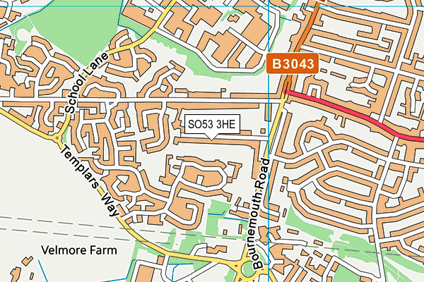 SO53 3HE map - OS VectorMap District (Ordnance Survey) SO53 3HE map - OS VectorMap District (Ordnance Survey)