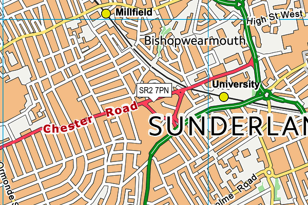 SR2 7PN map - OS VectorMap District (Ordnance Survey)