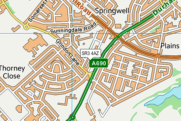 SR3 4AZ map - OS VectorMap District (Ordnance Survey) SR3 4AZ map - OS VectorMap District (Ordnance Survey)