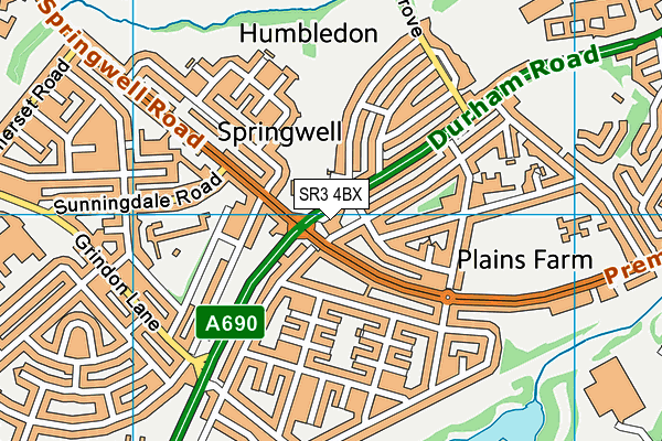 SR3 4BX map - OS VectorMap District (Ordnance Survey) SR3 4BX map - OS VectorMap District (Ordnance Survey)