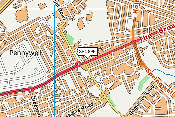 SR4 8PE map - OS VectorMap District (Ordnance Survey)