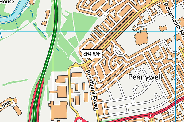SR4 9AF map - OS VectorMap District (Ordnance Survey)