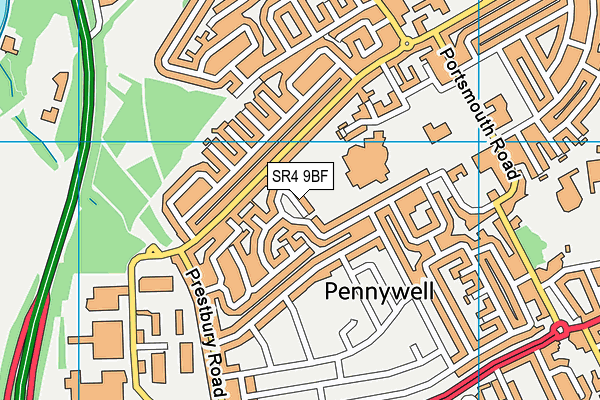 SR4 9BF map - OS VectorMap District (Ordnance Survey)