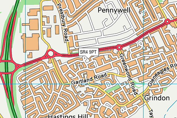 SR4 9PT map - OS VectorMap District (Ordnance Survey) SR4 9PT map - OS VectorMap District (Ordnance Survey)
