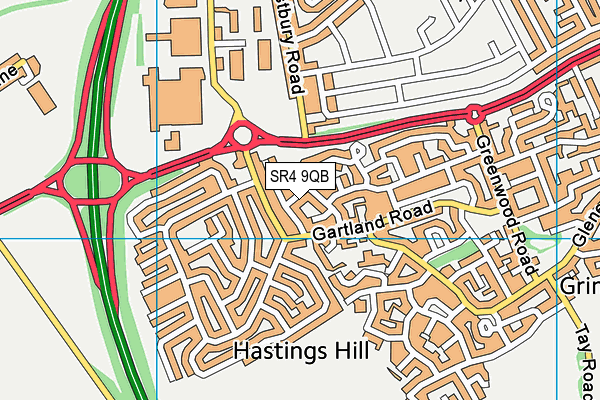SR4 9QB map - OS VectorMap District (Ordnance Survey) SR4 9QB map - OS VectorMap District (Ordnance Survey)