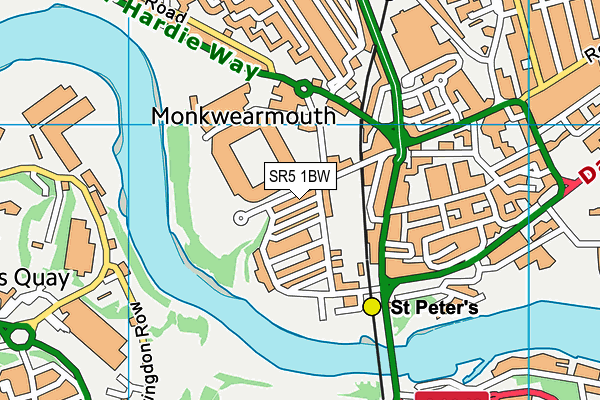 SR5 1BW map - OS VectorMap District (Ordnance Survey) SR5 1BW map - OS VectorMap District (Ordnance Survey)