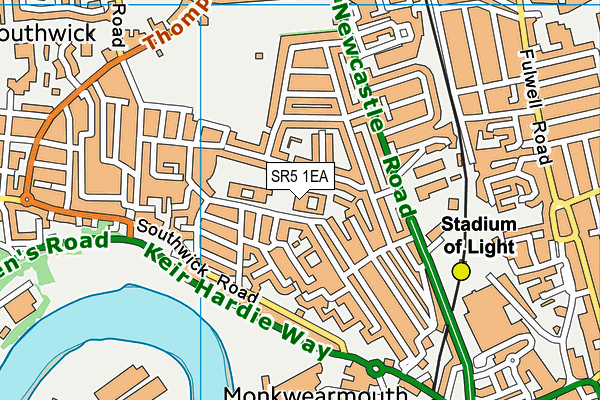 SR5 1EA map - OS VectorMap District (Ordnance Survey) SR5 1EA map - OS VectorMap District (Ordnance Survey)