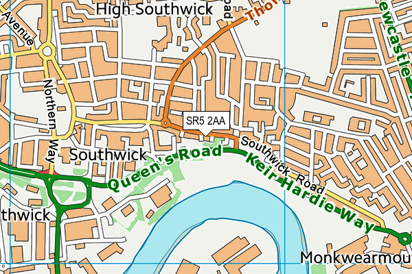 SR5 2AA map - OS VectorMap District (Ordnance Survey) SR5 2AA map - OS VectorMap District (Ordnance Survey)