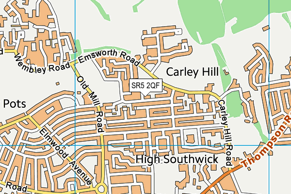 SR5 2QF map - OS VectorMap District (Ordnance Survey)