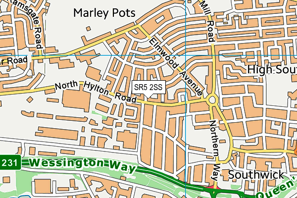 SR5 2SS map - OS VectorMap District (Ordnance Survey)