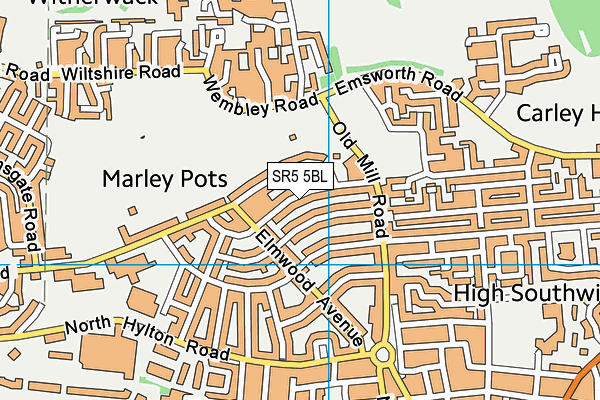 SR5 5BL map - OS VectorMap District (Ordnance Survey)