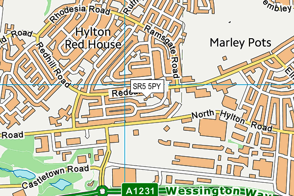 SR5 5PY map - OS VectorMap District (Ordnance Survey) SR5 5PY map - OS VectorMap District (Ordnance Survey)