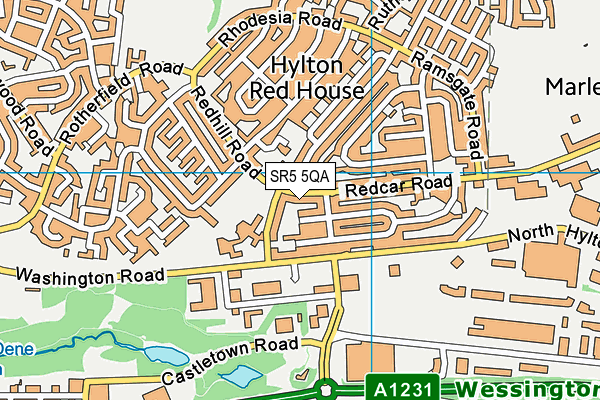 SR5 5QA map - OS VectorMap District (Ordnance Survey)
