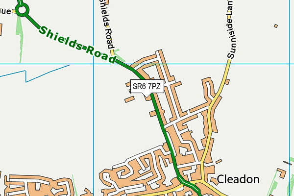 SR6 7PZ map - OS VectorMap District (Ordnance Survey)