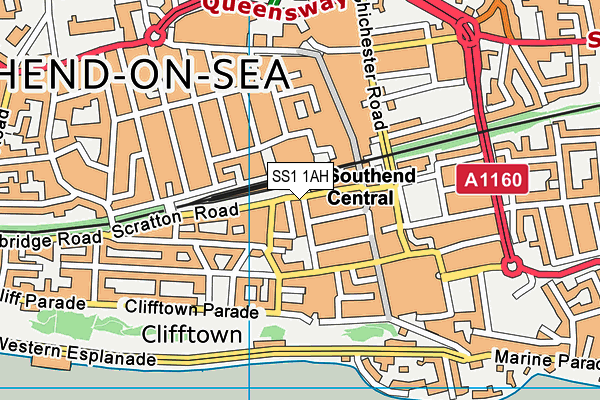 SS1 1AH map - OS VectorMap District (Ordnance Survey) SS1 1AH map - OS VectorMap District (Ordnance Survey)