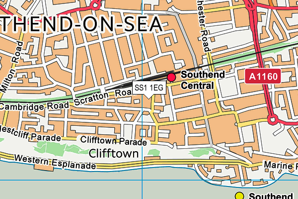 SS1 1EG map - OS VectorMap District (Ordnance Survey) SS1 1EG map - OS VectorMap District (Ordnance Survey)