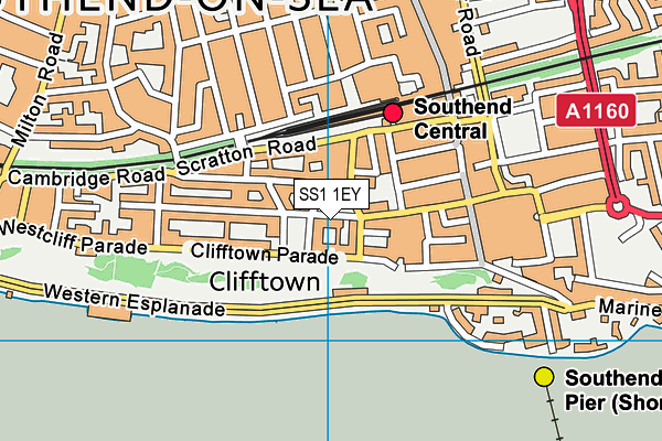 SS1 1EY map - OS VectorMap District (Ordnance Survey) SS1 1EY map - OS VectorMap District (Ordnance Survey)