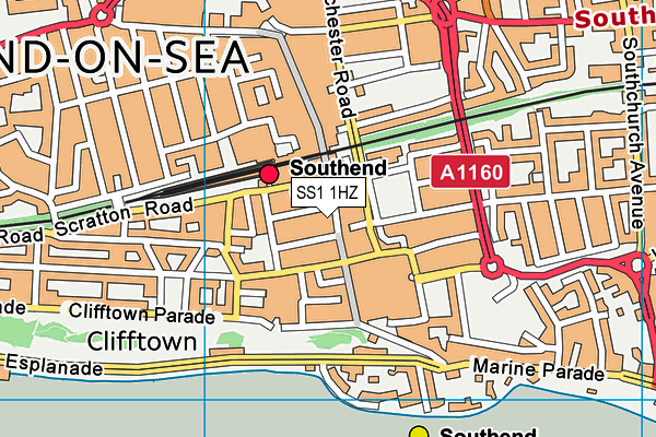SS1 1HZ map - OS VectorMap District (Ordnance Survey)