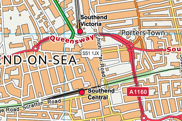 SS1 1JX map - OS VectorMap District (Ordnance Survey)