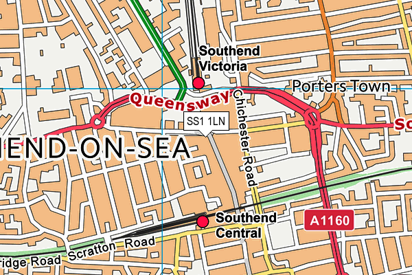 SS1 1LN map - OS VectorMap District (Ordnance Survey) SS1 1LN map - OS VectorMap District (Ordnance Survey)