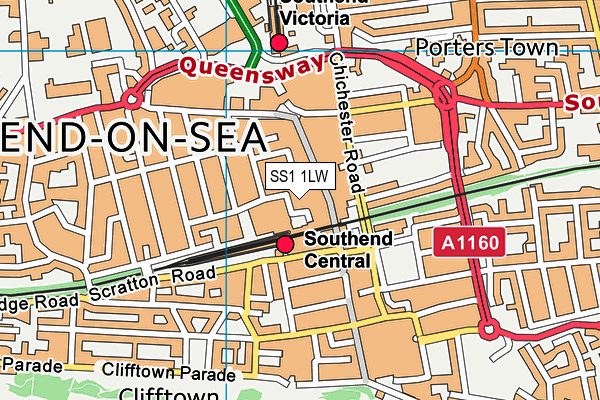 SS1 1LW map - OS VectorMap District (Ordnance Survey) SS1 1LW map - OS VectorMap District (Ordnance Survey)
