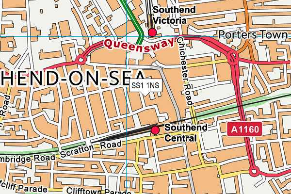 SS1 1NS map - OS VectorMap District (Ordnance Survey) SS1 1NS map - OS VectorMap District (Ordnance Survey)