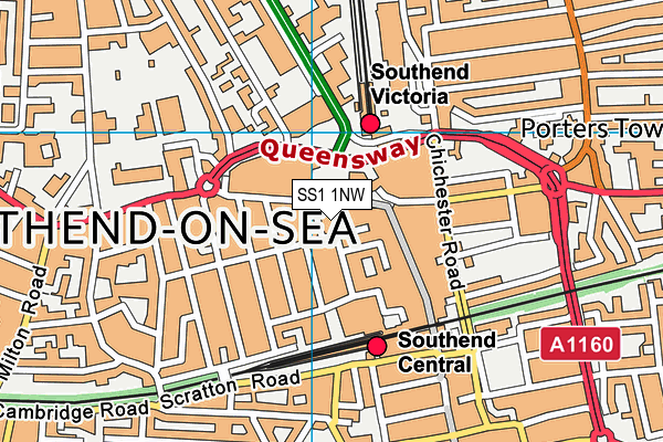 SS1 1NW map - OS VectorMap District (Ordnance Survey) SS1 1NW map - OS VectorMap District (Ordnance Survey)