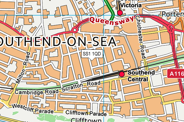 SS1 1QD map - OS VectorMap District (Ordnance Survey) SS1 1QD map - OS VectorMap District (Ordnance Survey)