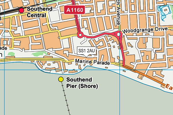 SS1 2AU map - OS VectorMap District (Ordnance Survey)