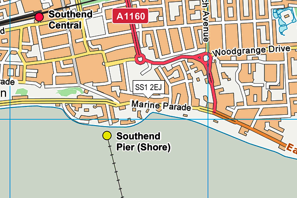 SS1 2EJ map - OS VectorMap District (Ordnance Survey) SS1 2EJ map - OS VectorMap District (Ordnance Survey)