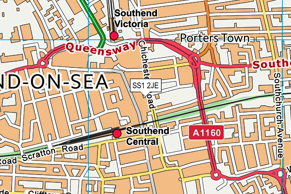 SS1 2JE map - OS VectorMap District (Ordnance Survey) SS1 2JE map - OS VectorMap District (Ordnance Survey)