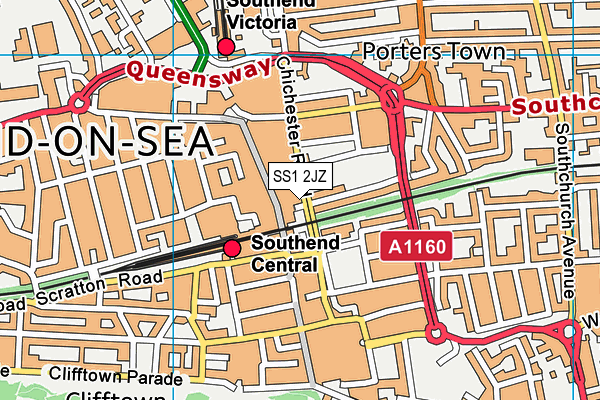 SS1 2JZ map - OS VectorMap District (Ordnance Survey) SS1 2JZ map - OS VectorMap District (Ordnance Survey)