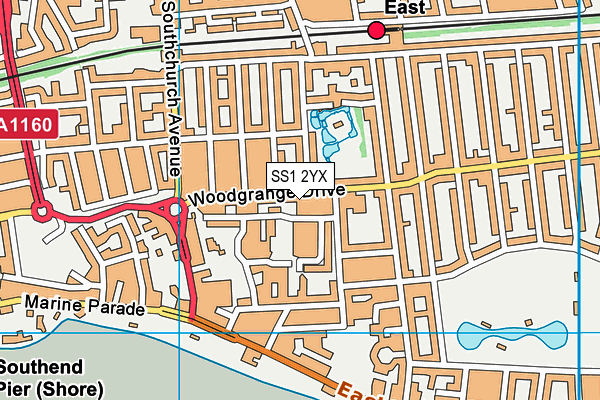 SS1 2YX map - OS VectorMap District (Ordnance Survey) SS1 2YX map - OS VectorMap District (Ordnance Survey)